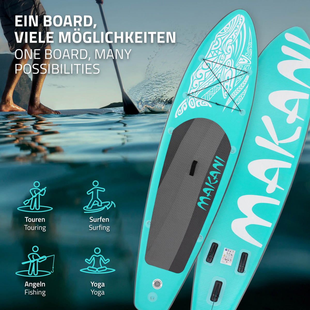 STAND UP PADDLE BOARD Makani Türkis - Türkis, Kunststoff (320/80/15cm) - ECD-Germany
