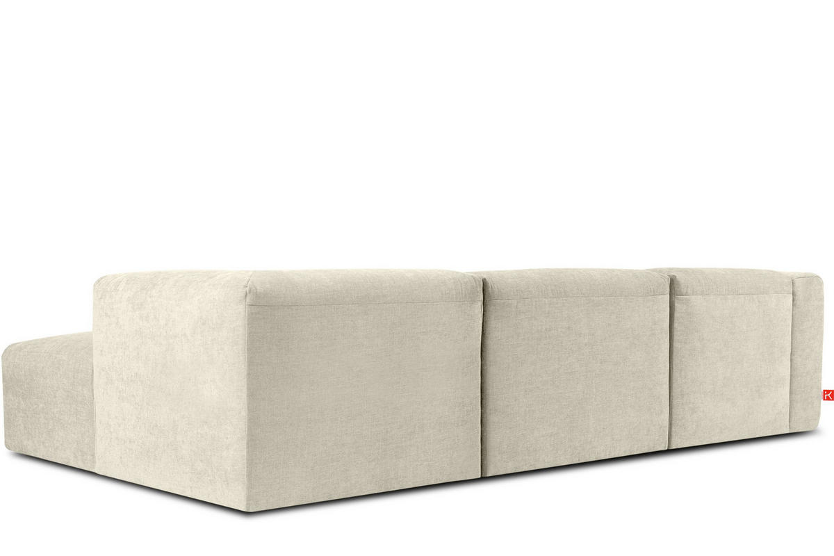 ECKMODULSOFA-RECHTS BUFFO mit extrem weicher und bequemer Sitzfläche, Gewebestoff, ecru - Ecru, Textil (297/180cm) - KONSIMO®