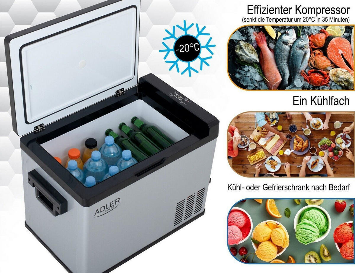 MINI KÜHLSCHRANK AD8081 Weiß 40L mit Gefrierfach - Silberfarben/Schwarz, Kunststoff (36.4/44.5/61.9cm) - Adler