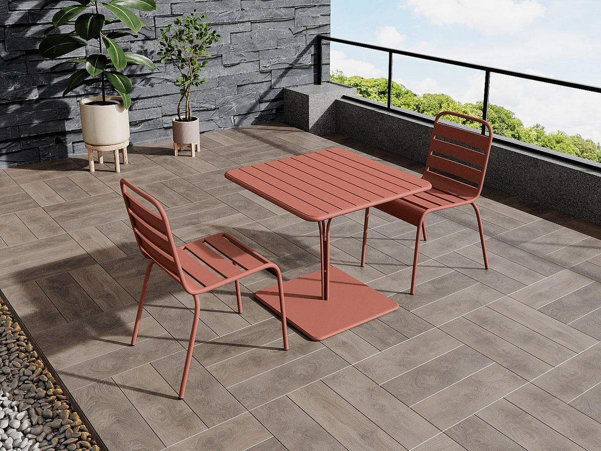 GARTENTISCH - L. 80 cm - Metall - Terracotta - MIRMANDE von MYLIA - Braun, Metall (80/80/75cm) - Vente-Unique