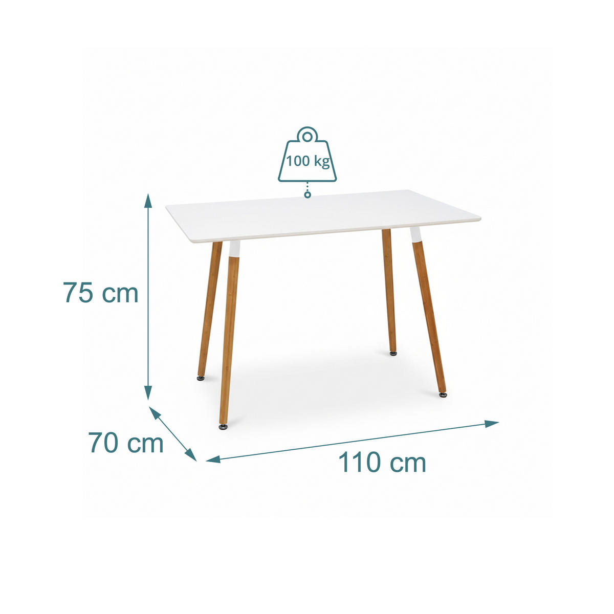 JÍDELNÍSTŮL - různobarevná, kov/dřevo (70/110/75cm) - Relaxdays
