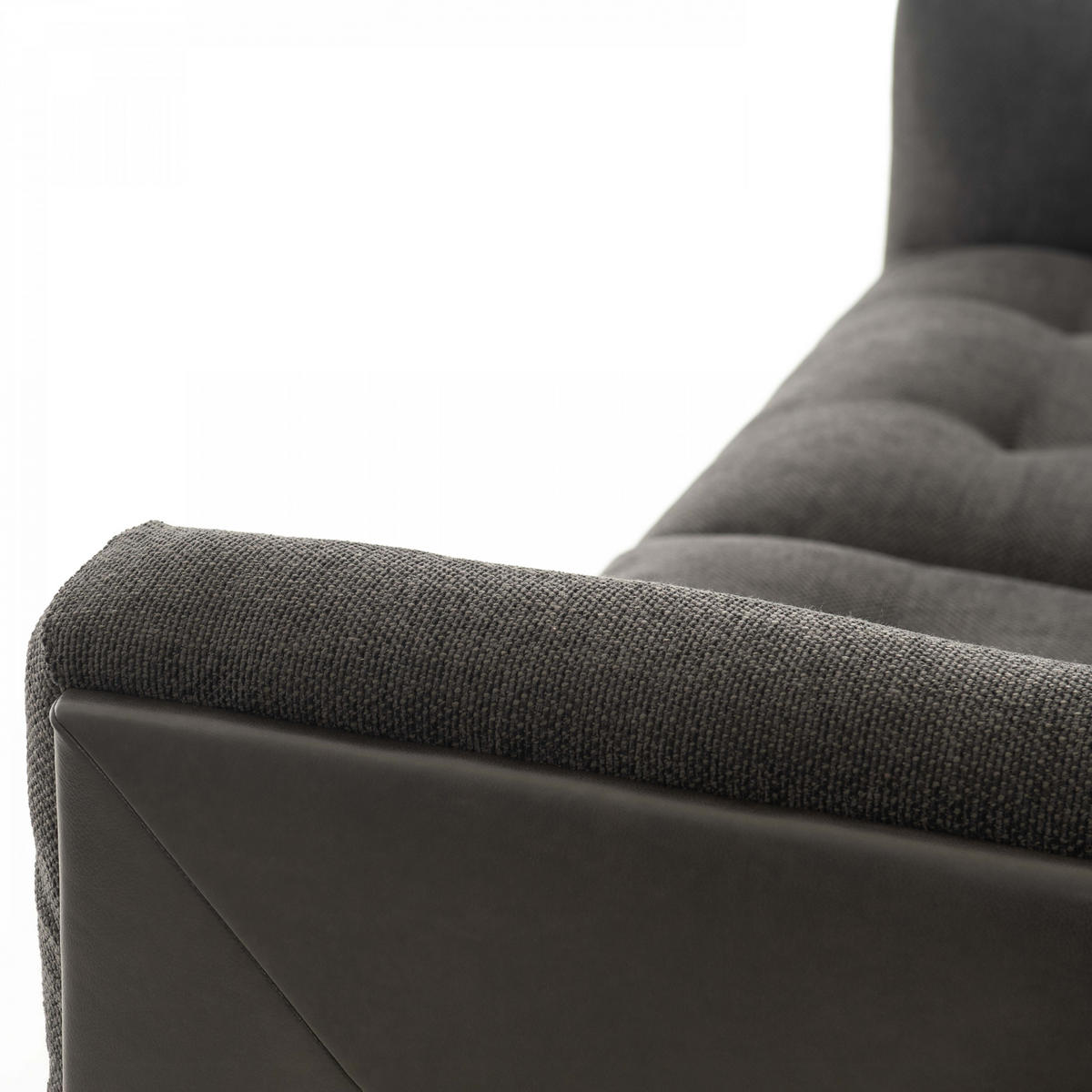 4-SITZER-SOFA, Bi-Material, Schwarz - Schwarz, Leder (92/81/204cm) - Oviala