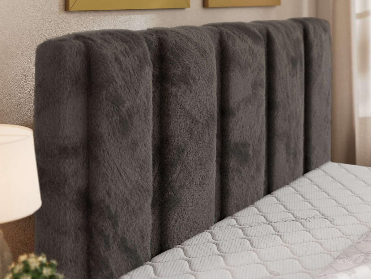 ČALÚNENÁ POSTEĽ SAVINO CLASSIC 140/200 - Tmavosivá Plyš - Matrac Multipocket - čierna/tmavosivá, textil/plast (140/200cm) - MKS