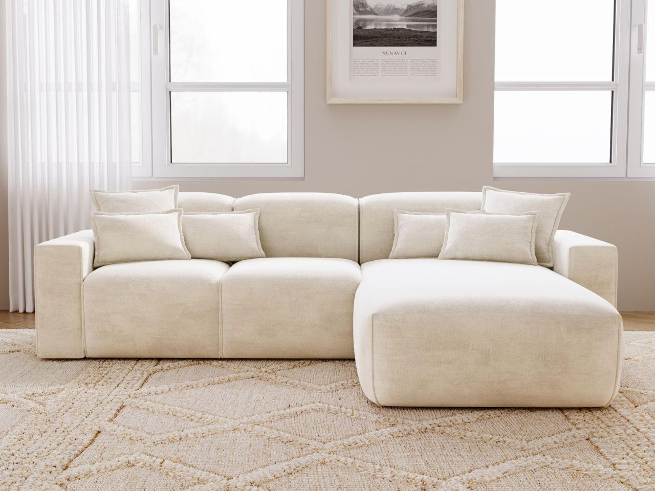 ECKSOFA Leni Beige Rechts - Beige, Holz/Textil (265/180cm) - Graingold