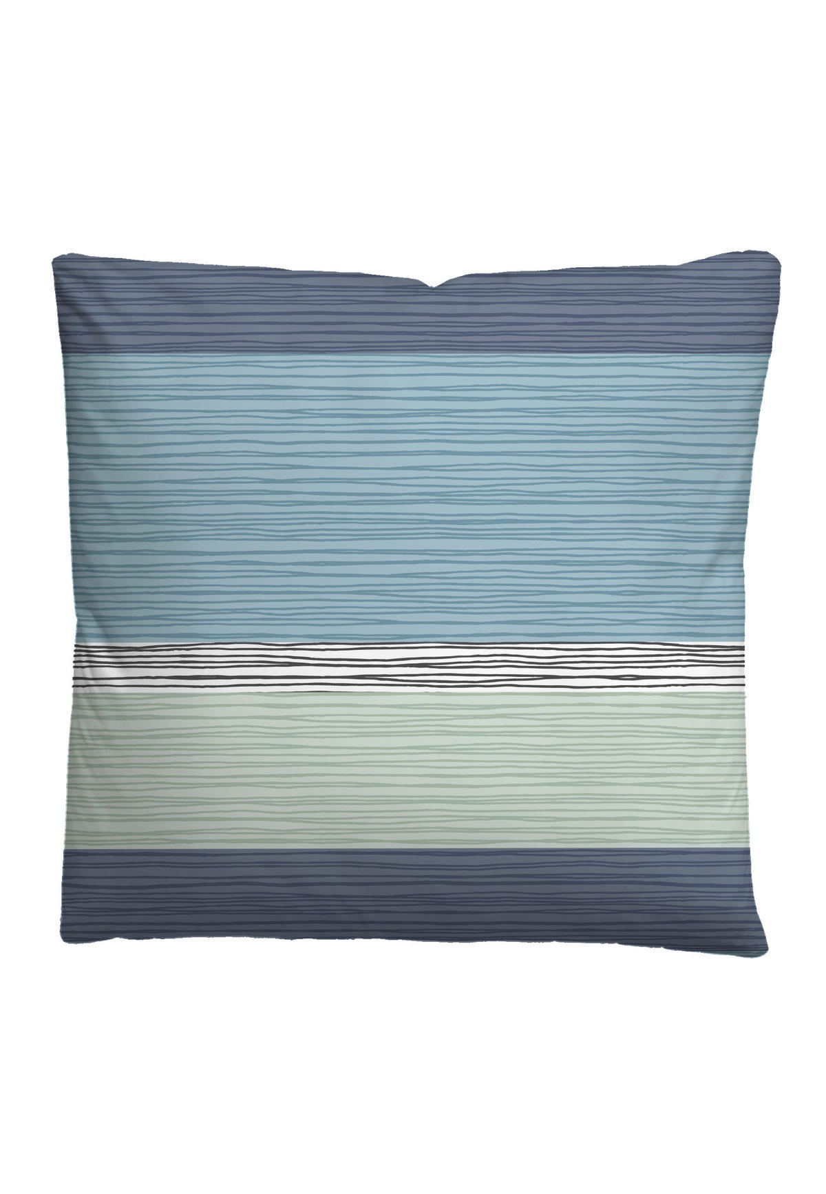BETTWÄSCHE-GARNITUR Seersucker Querstreifen petrol, 135x200 cm + 80x80 cm - Petrol, Textil (135/200cm) - Castell