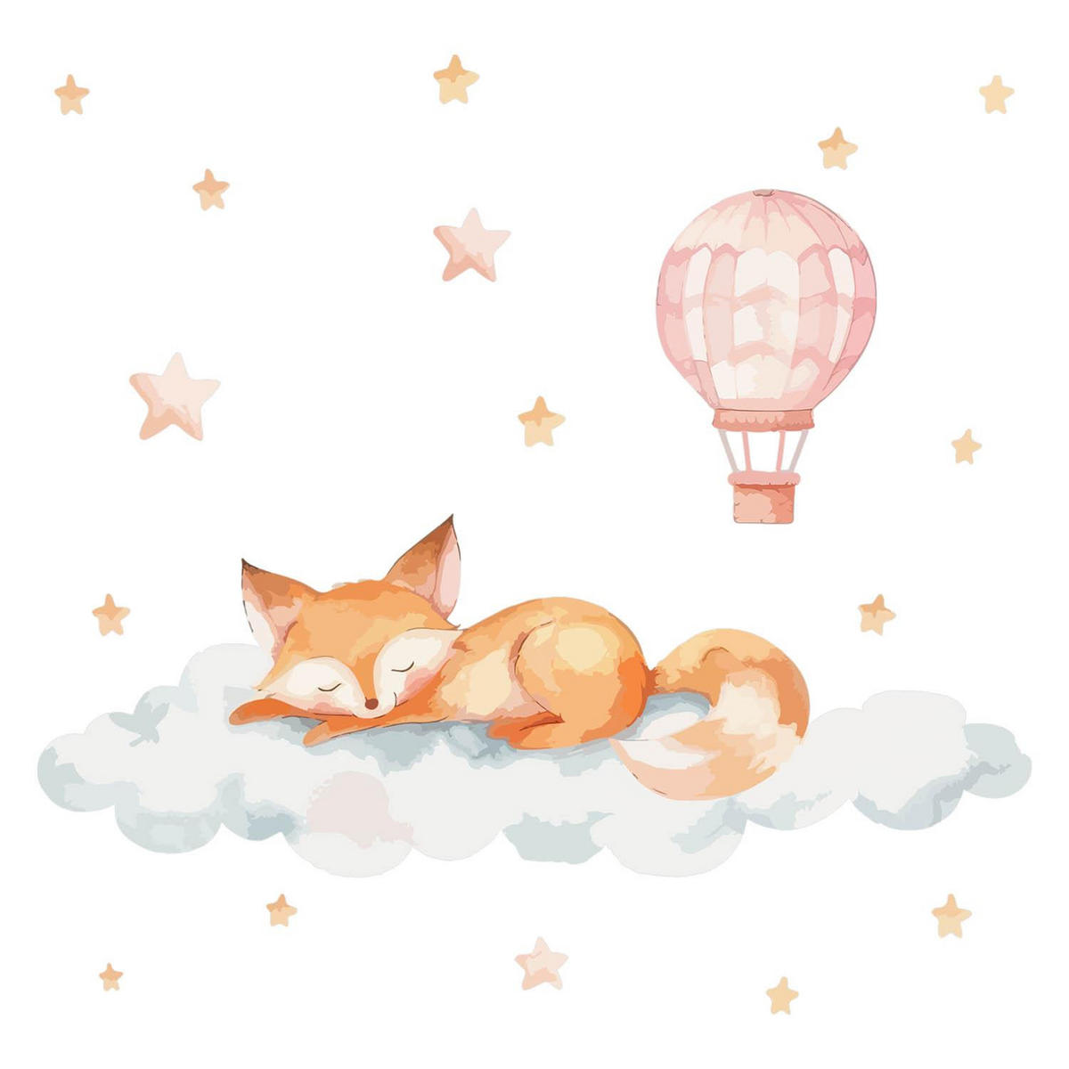 WANDAUFKLEBER 100x156cm - Ein Fuchs auf einer Wolke - Multicolor, Kunststoff (100/156/0.1cm) - Wallfluent