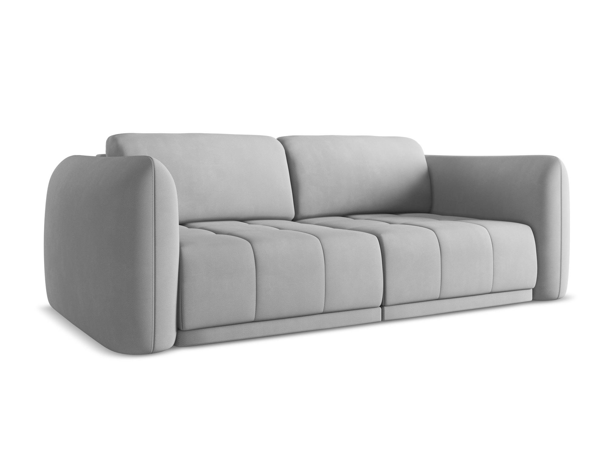 3-SITZER SOFA Chenille Stoff Grau - Hellgrau/Schwarz, Kunststoff/Textil (210/74/105cm) - Makamii