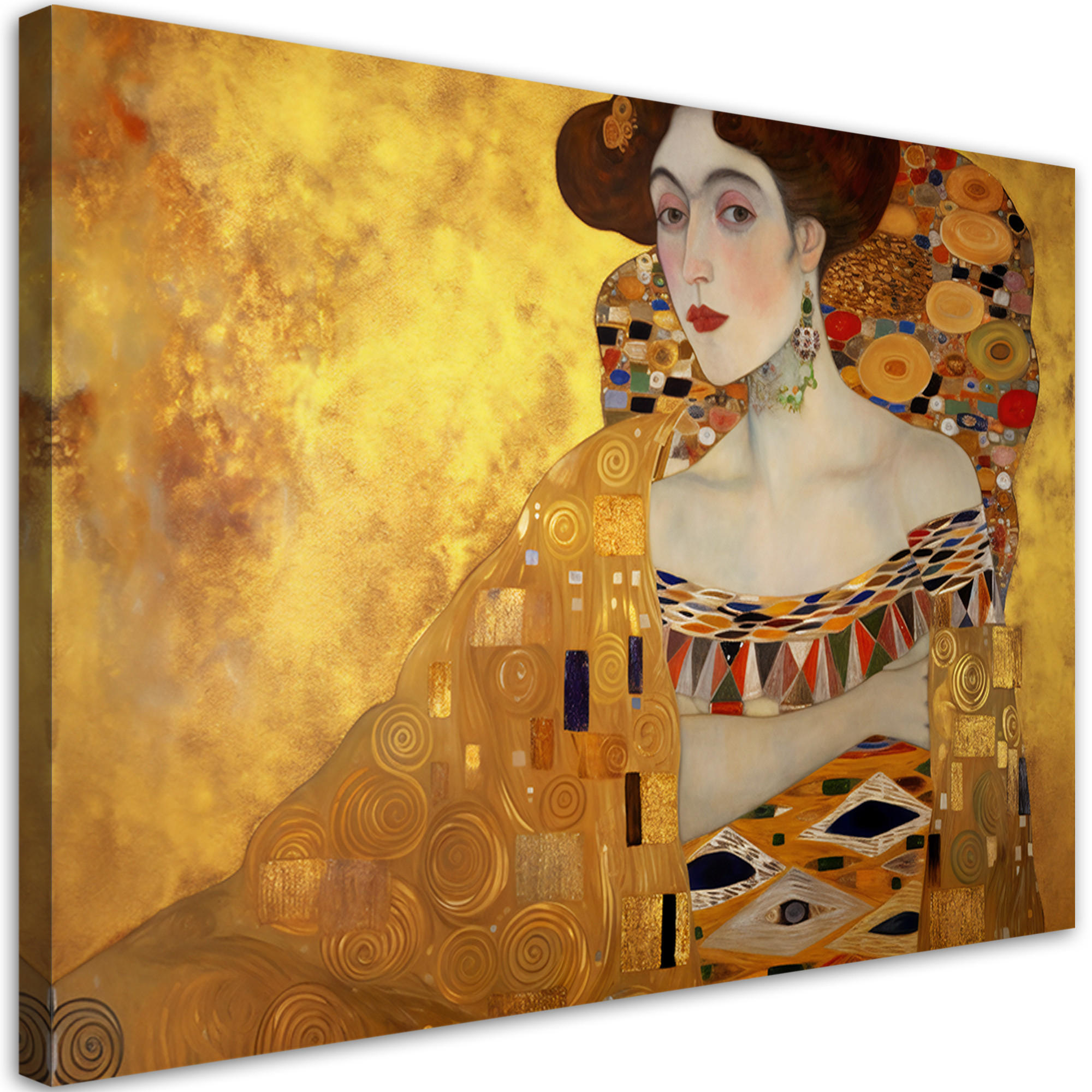 LEINWANDBILD Goldenes Bildnis einer Frau - G. Klimt 100x70cm - Goldfarben, Textil (100/70cm) - Feeby