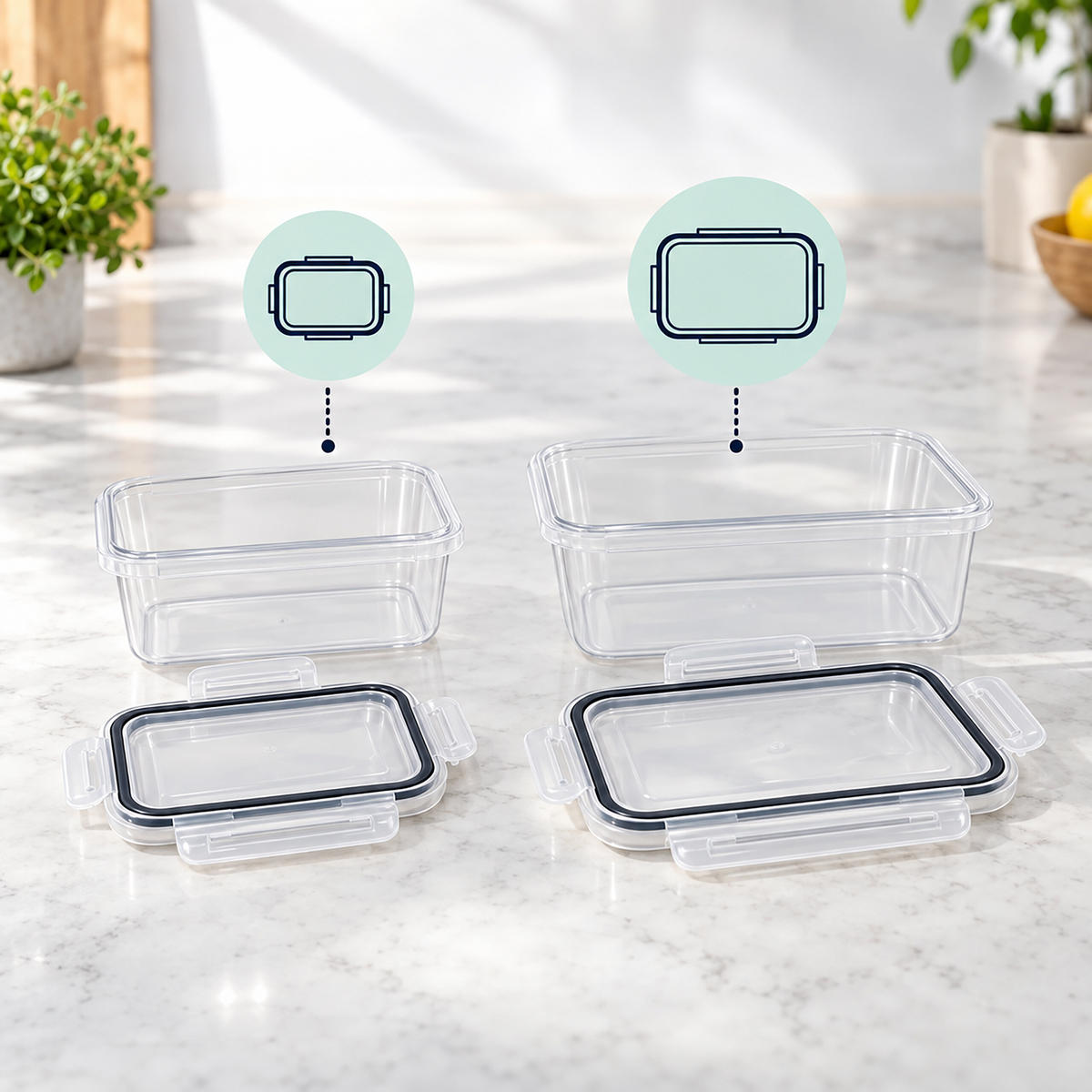 FRISCHHALTEDOSEN Transparent 12er-Set Kunststoff - Transparent, Kunststoff - Relaxdays