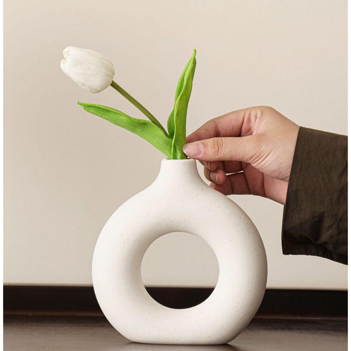 VASE 18 cm Keramik - Weiß, Keramik (16cm) - LIBRATON