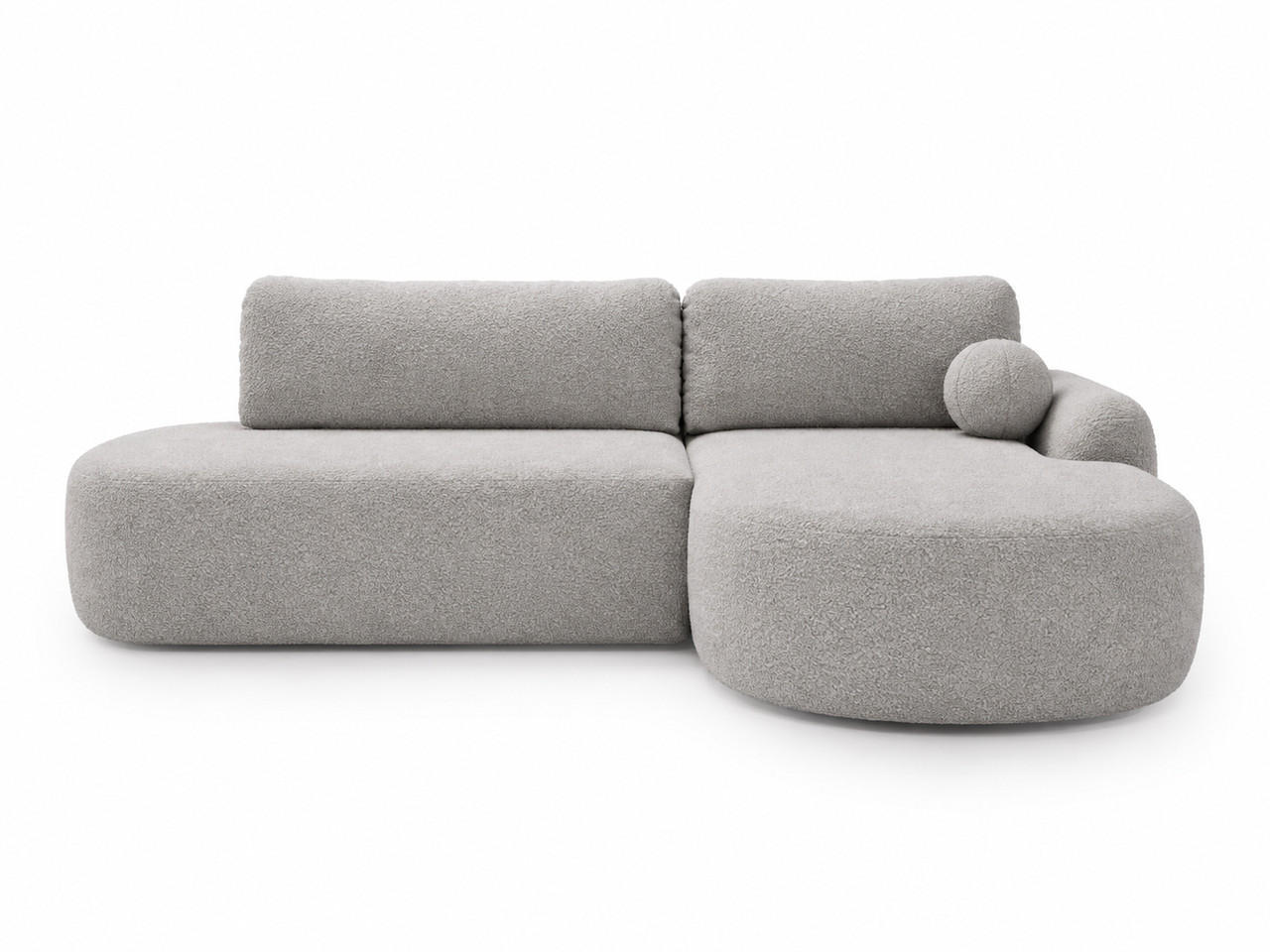 ECKSOFA Aurio O Bouclé-Stoff Grau Rechts - Grau, Holz/Textil (177/271cm) - Graingold