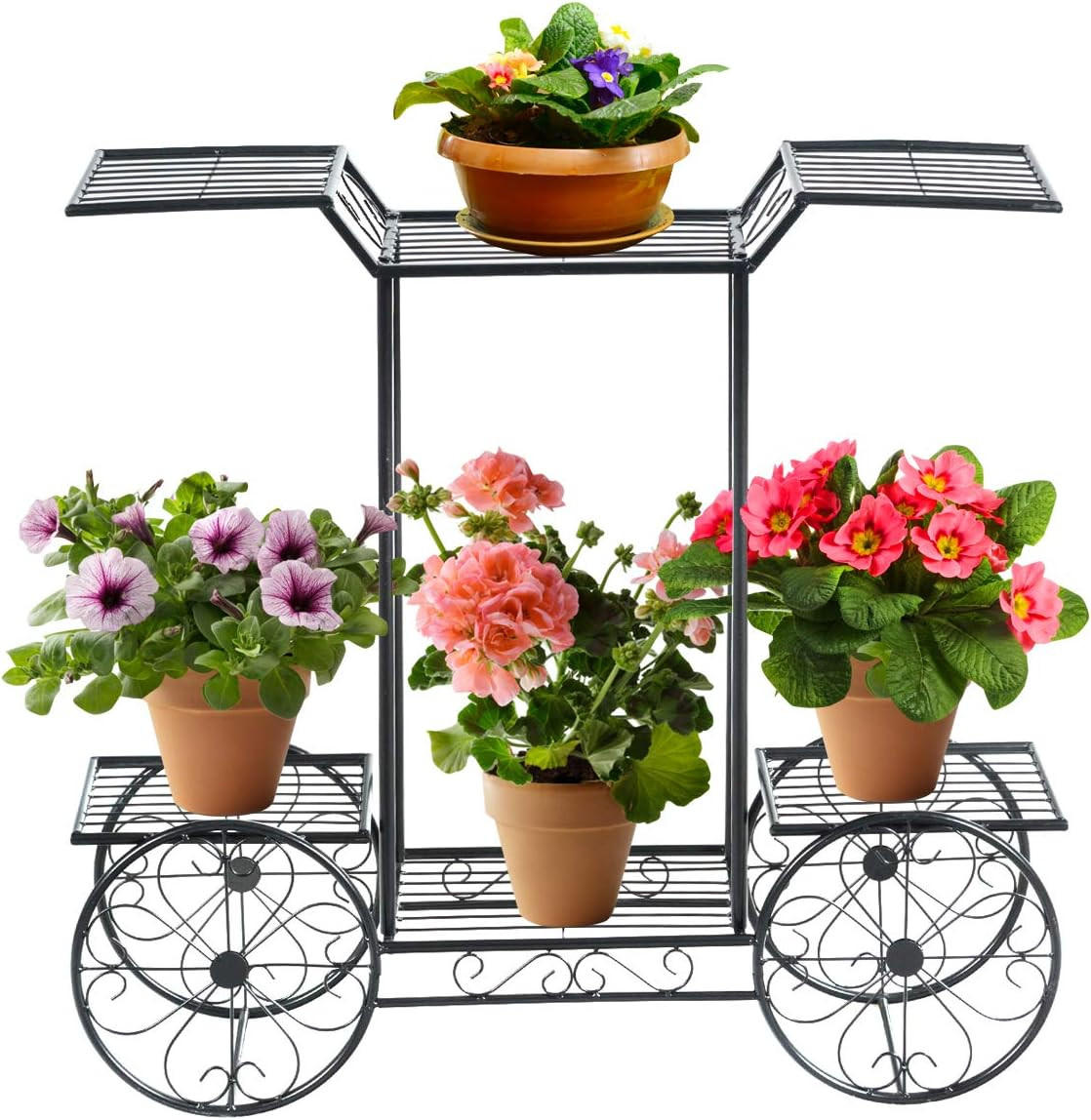 Costway Pflanzenregal Schwarz 81x75x25 cm