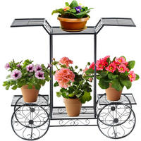 PFLANZENREGAL Blumenregal Schwarz - Schwarz, Metall (25/75/81cm) - COSTWAY