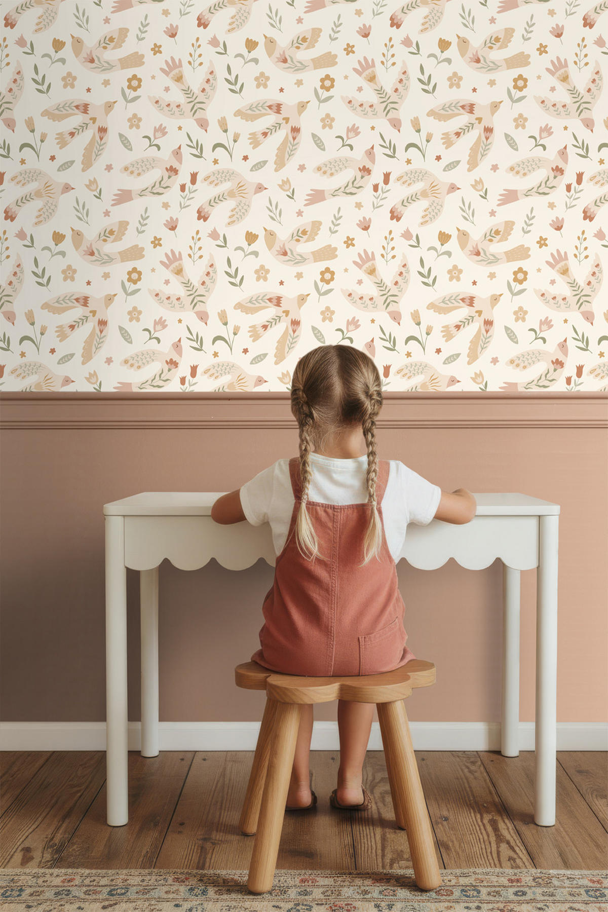 TAPETE Blumen und Vögel 50 x 900 cm - Beige, Papier (50/0.1cm) - ESTAhome
