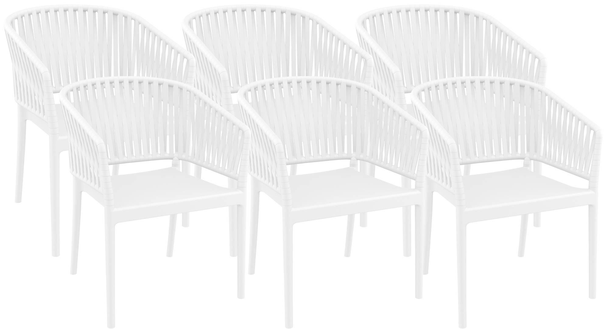 GARTENSTUHL 6 Kunststoff Weiß - Weiß, Kunststoff (58/80/58cm) - CLP