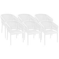 GARTENSTUHL 6er Set Kunststoff Weiß - Weiß, Kunststoff (58/80/58cm) - CLP