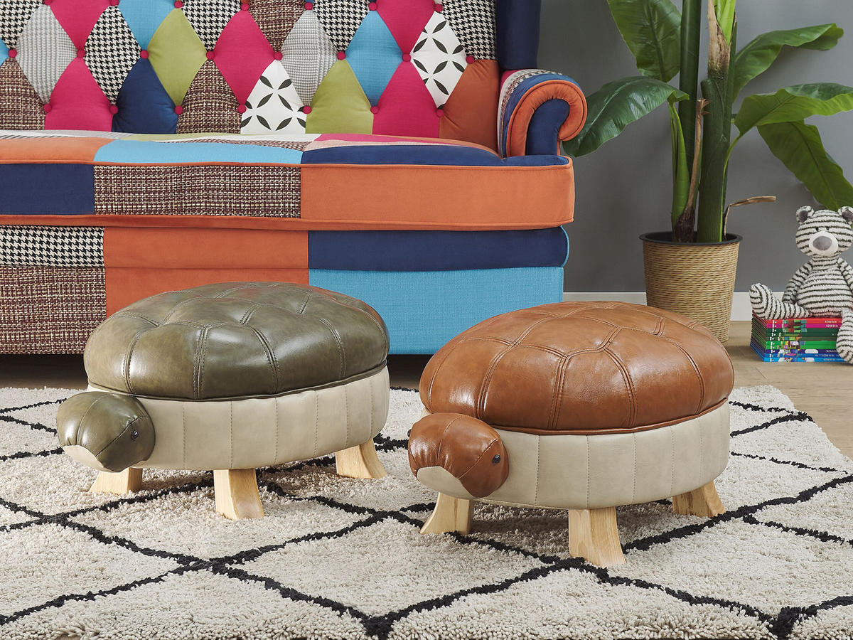 TIERHOCKER Turtle 43/73/26 cm - Grün, Kunststoff/Textil (73/26/43cm) - Beliani