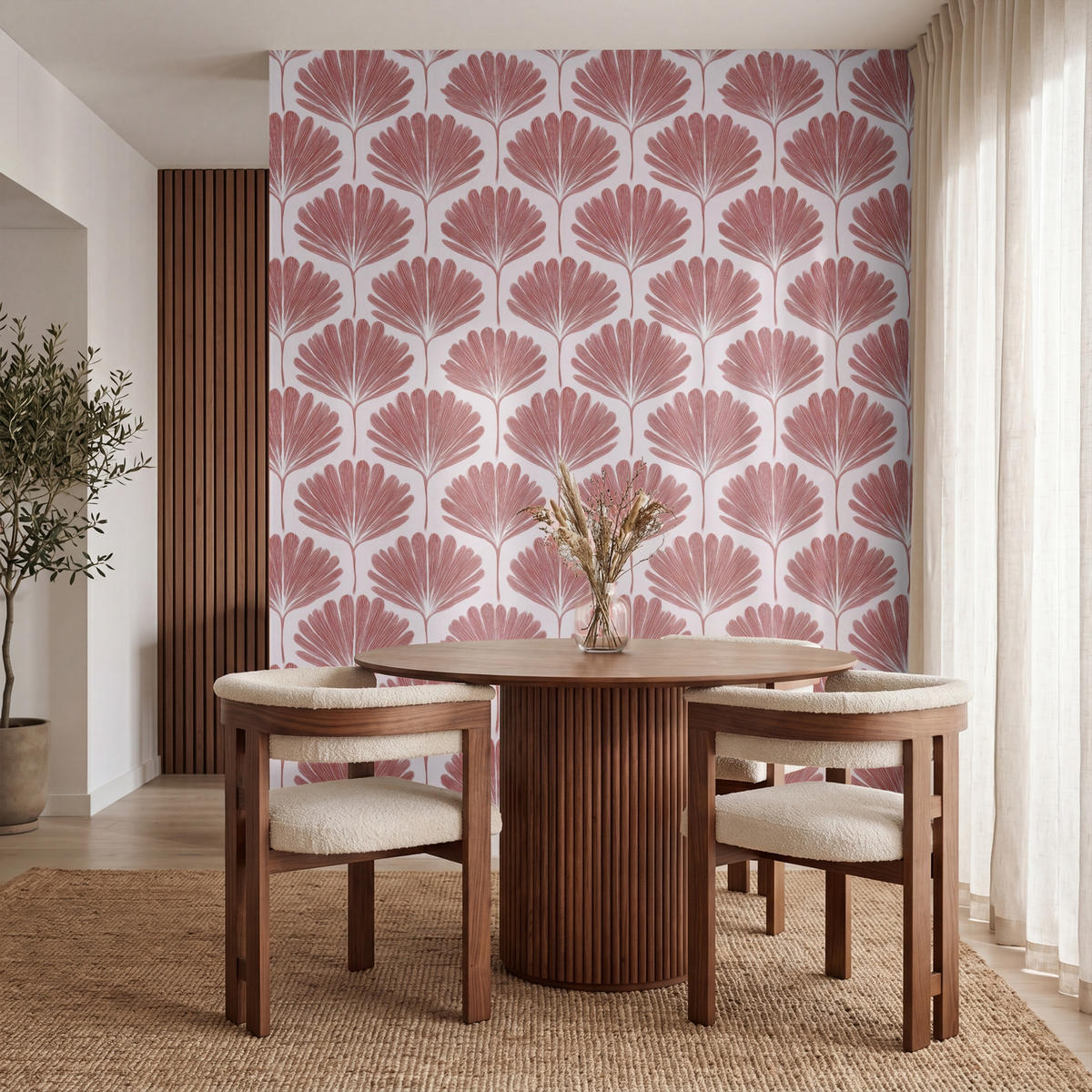 TAPETE - Fächer - Motiv - Terra - 260x300 cm - Rotbraun, Papier (260/300cm) - OnlyWow