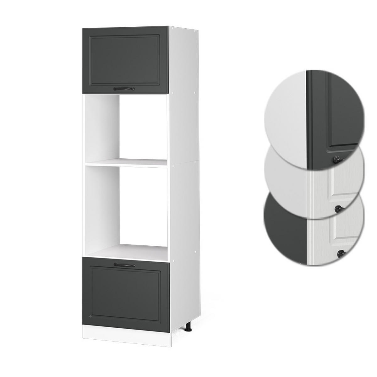 MIKROWELLENSCHRANK R-Line Anthrazit Landhaus 60 cm - Anthrazit/Weiß, Holzwerkstoff (60/206.8/57.2cm) - Vicco