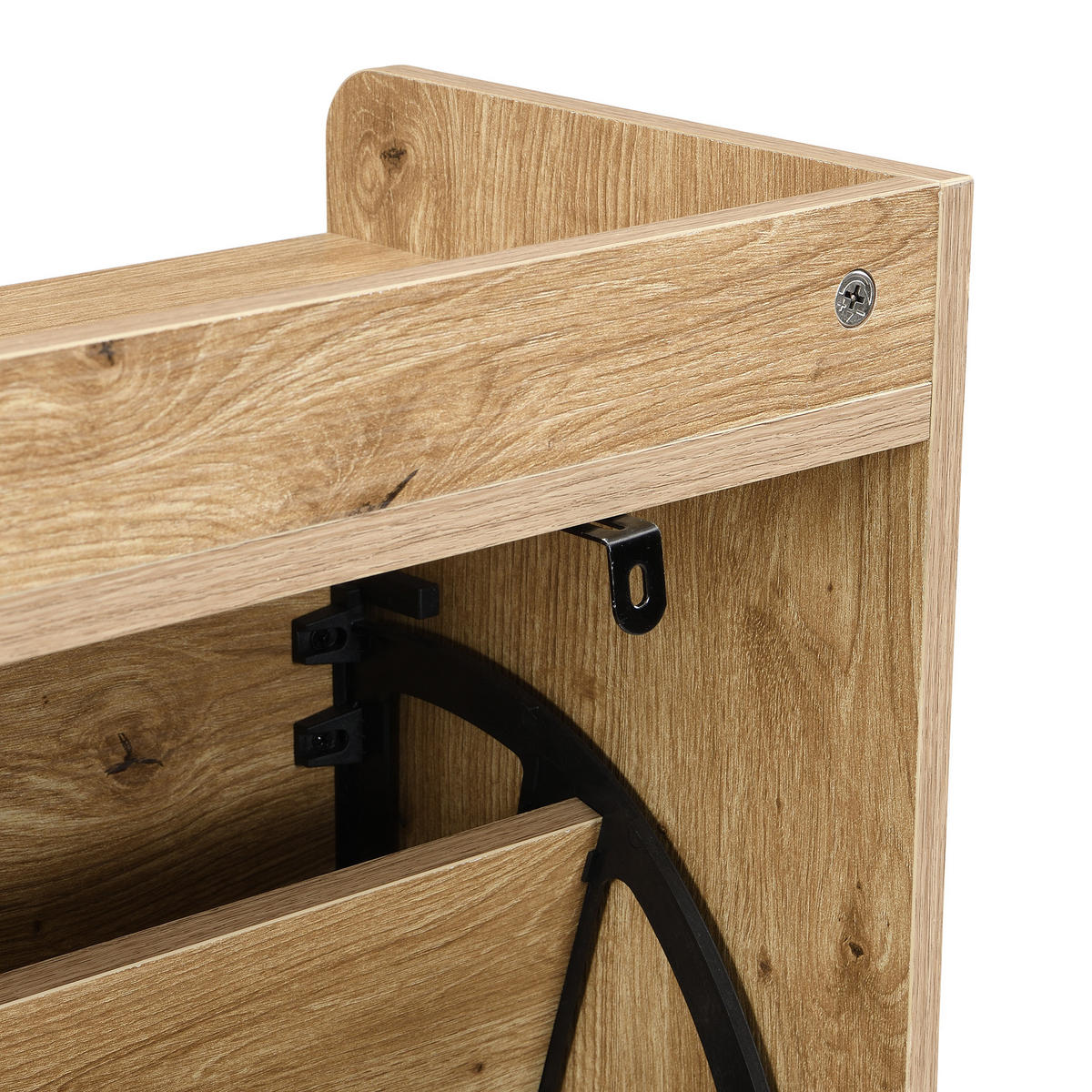 SCHUHKIPPER 109 cm in Holz-Optik & Rattan - Eichefarben, Holzwerkstoff (108/100/24cm) - Urban Meuble
