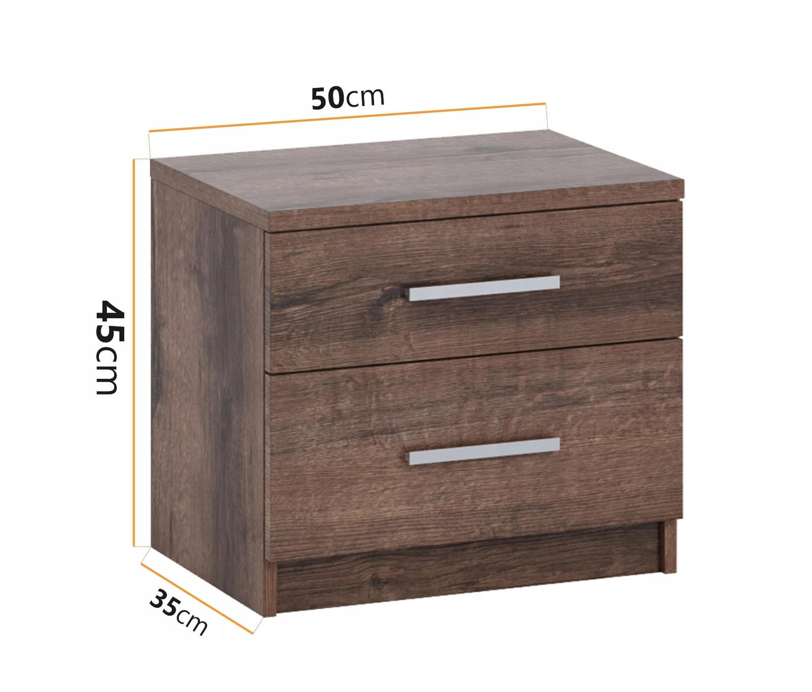 NACHTTISCH Tamiza 50x35 cm - Silberfarben/Braun, Holzwerkstoff/Kunststoff (50/45/35cm) - Ravio