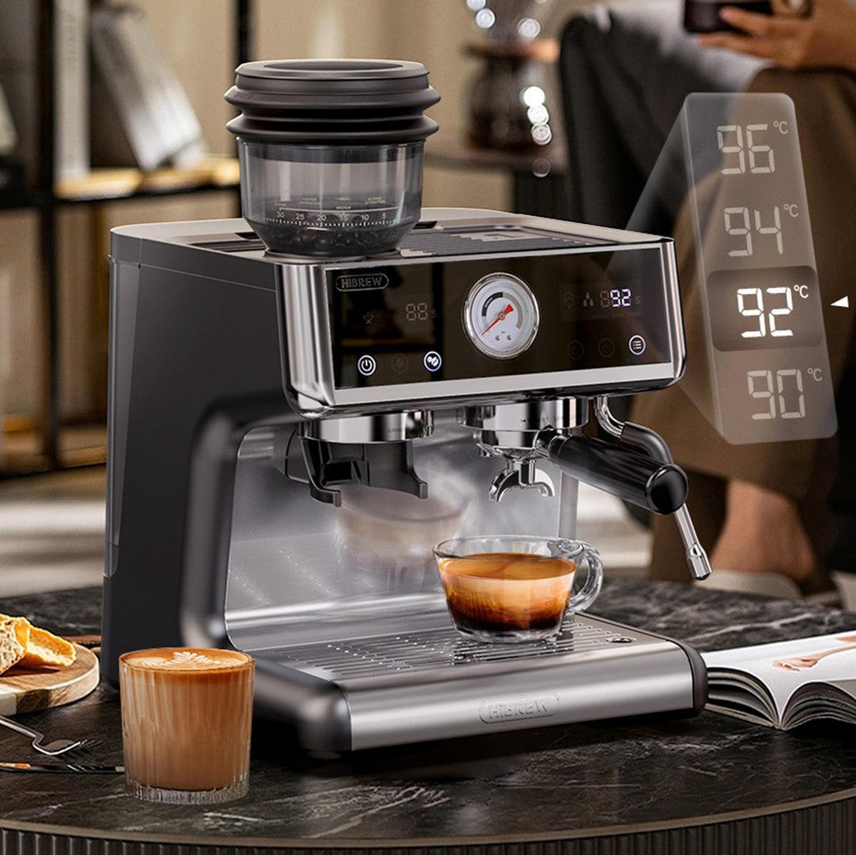 ESPRESSOMASCHINE Barista Pro mit Dual Boiler, 20 Bar und Siebträger-Komplettset - Silberfarben, Metall (40/41/40cm) - Korfee