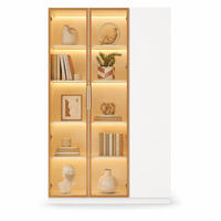 VITRINE in Weiß Highboard mit LED-Beleuchtung, Sicherheitsglas,verstellbaren Einlegeböden und Kippschutz,B110/T35/H165cm - Weiß, Glas/Holzwerkstoff (110/165/35cm) - STILVORA