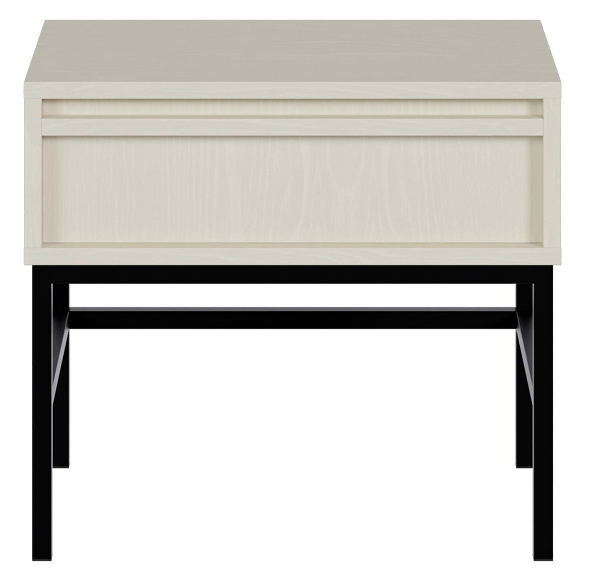 NACHTSCHRANK Evo Hellbeige mit Metallgestell 50 cm - Beige/Schwarz, Holzwerkstoff/Metall (50/44/34cm) - Selsey