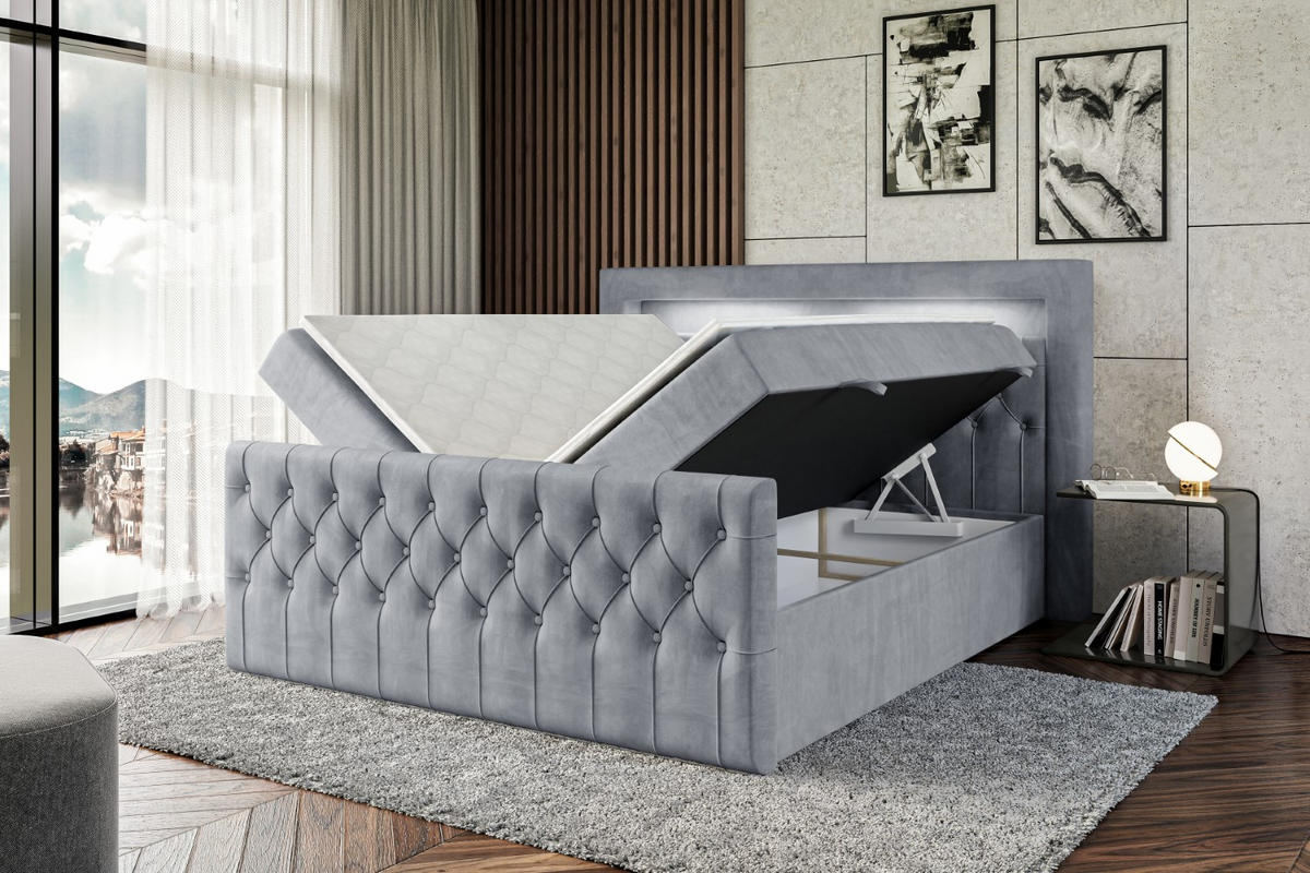 BOXBETT AURORA - 120x200 - H4 - Grau - Grau, Holzwerkstoff (120/200cm) - ALTDECOR
