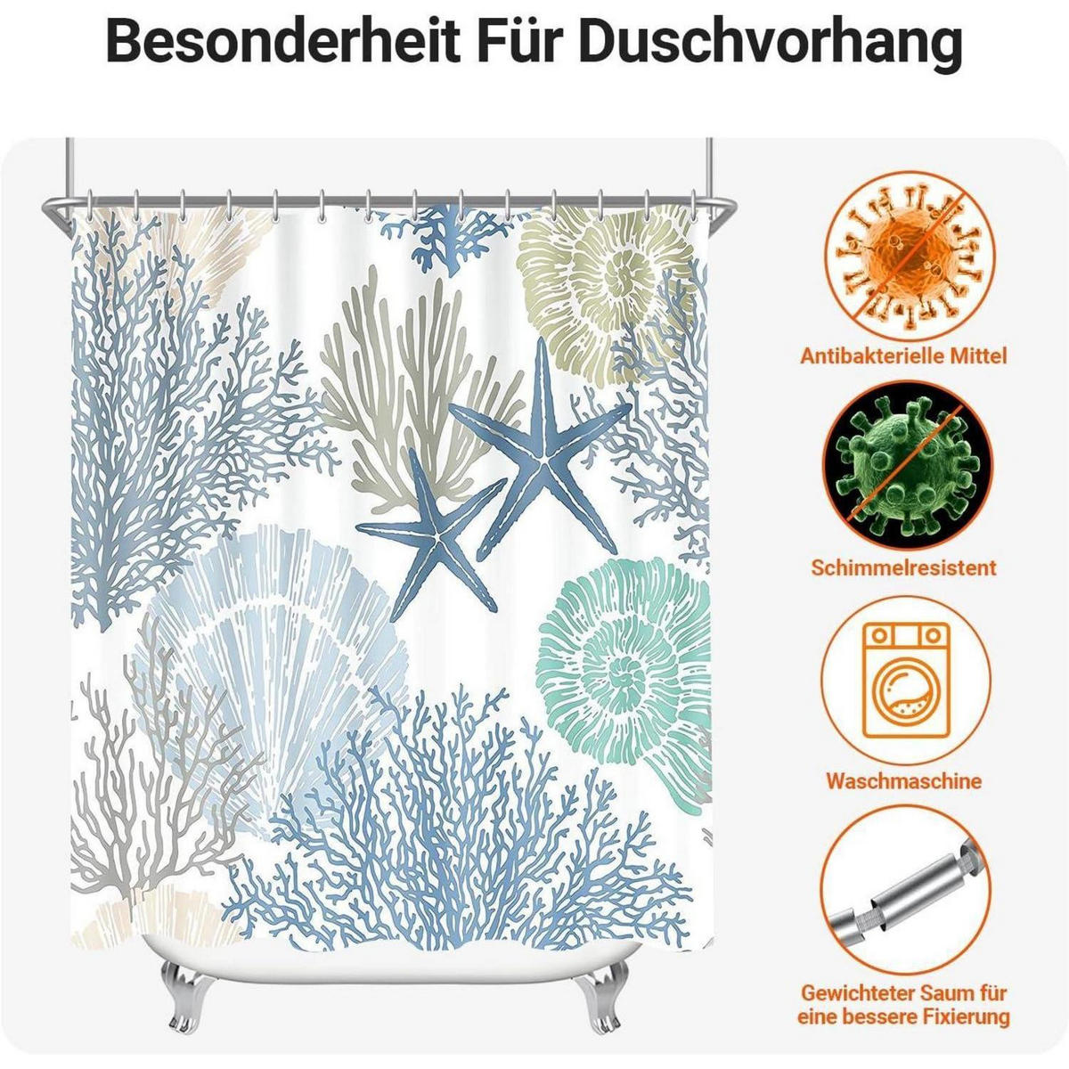 DUSCHVORHANG Unterwassermotiv 120 x 200 cm - Multicolor, Textil (120/200cm)