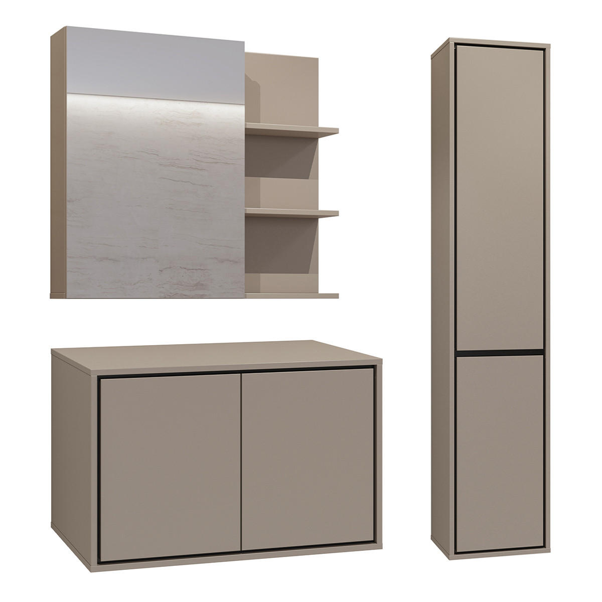 SKŘÍŇKA POD UMYVADLO 78cm Sophéa 2er-Set Krtek - šedohnědá, kompozitní dřevo (78/50.8/48cm) - Petits-meubles