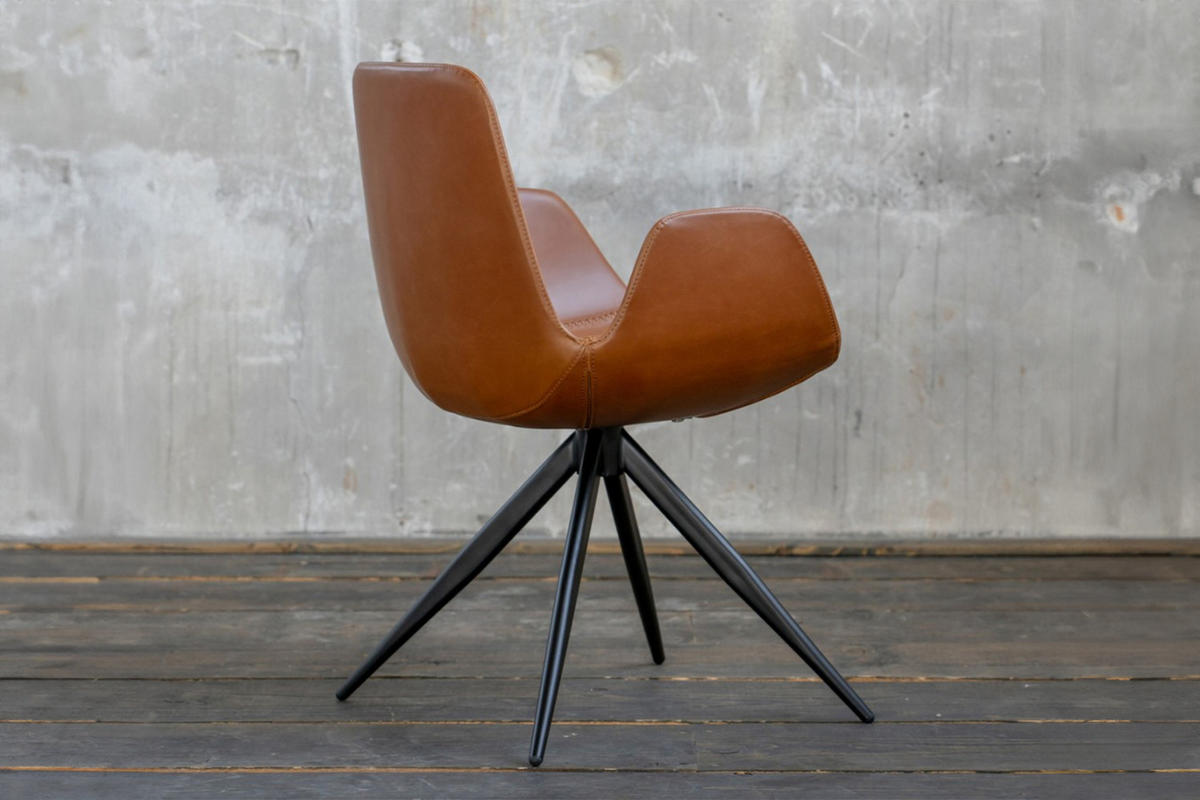 DREHSTUHL QUEN Braun Kunstleder - Schwarz/Braun, Leder (55.5/82/55cm) - KAWOLA