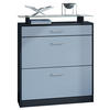 SCHUHSCHRANK Loret Front in Denim - Pastellblau, Holzwerkstoff (89/104/23cm) - Vladon