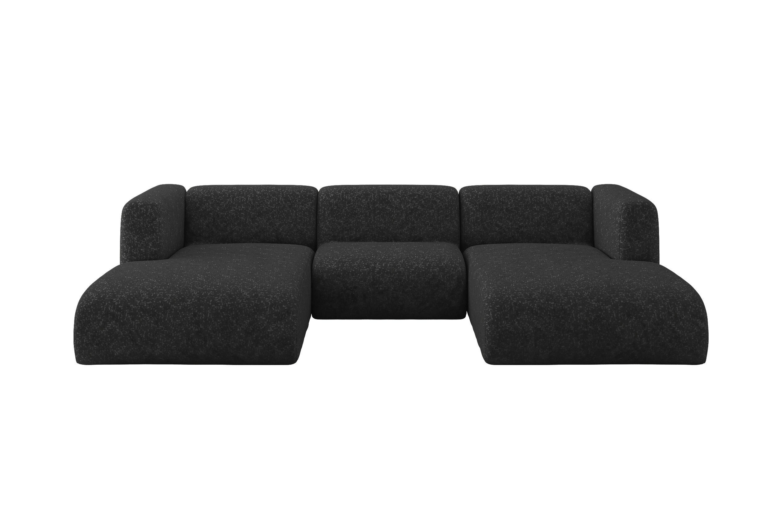 WOHNLANDSCHAFT MIRA-U1 317x179x70 Schwarz Velours - Schwarz, Holzwerkstoff/Kunststoff (317/70/179cm) - ALTDECOR
