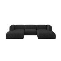 WOHNLANDSCHAFT MIRA-U1 317x179x70 Schwarz Velours - Schwarz, Holzwerkstoff/Kunststoff (317/70/179cm) - ALTDECOR