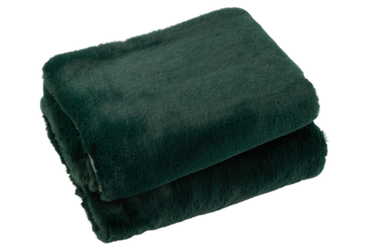 PLAID CUTIE - Plüsch - Dunkelgrün - 180/130/3 cm - Grün, Textil (130/180cm) - J-Line