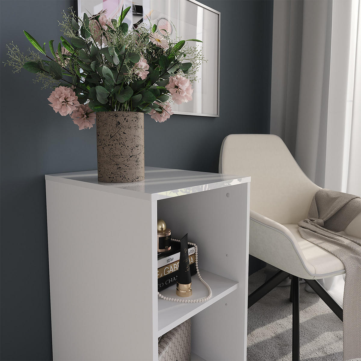 KOMODA Sherry Bílá/bílý vysoký lesk - vysoce lesklá bílá, kompozitní dřevo (40.2/76/50.1cm) - Vicco