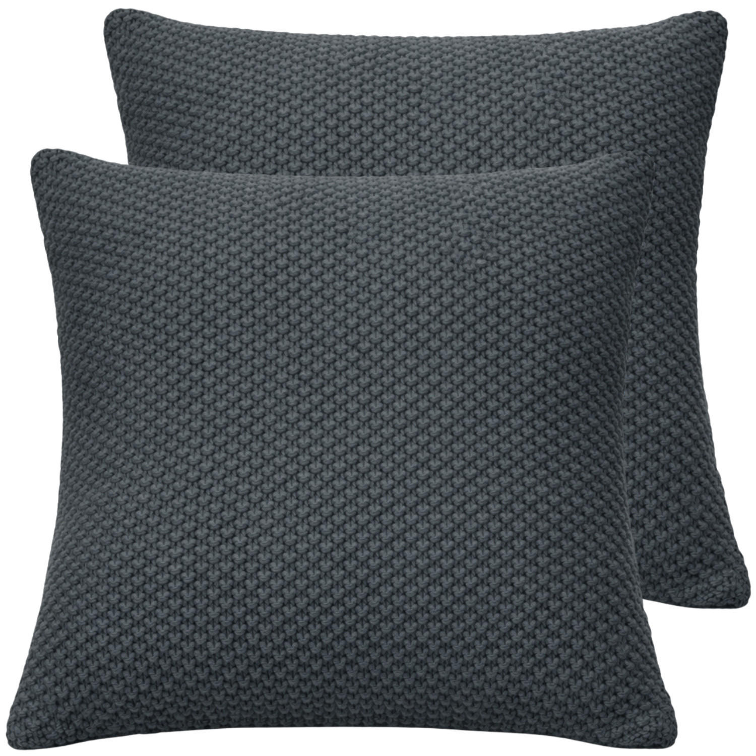 KISSENBEZUG 50x50 im 2er Set, Strick Dekokissenbezug, Wohnzimmer Sofakissenbezug für Sofa, Bett, Couch - Anthrazit - Anthrazit, Textil (50/50cm) - Carpe Sonno