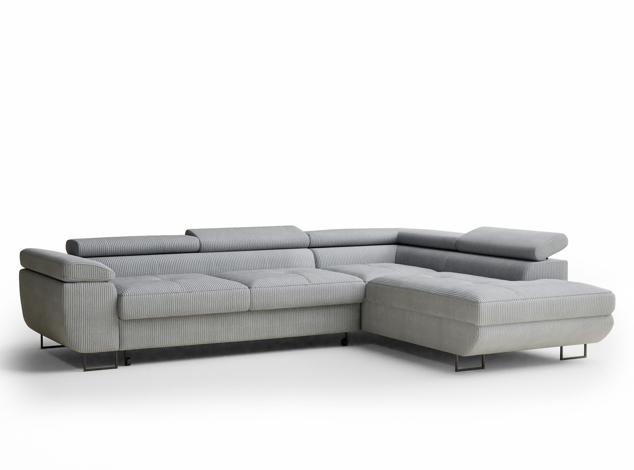 ECKSOFA MIT SCHLAFFUNKTION Concord Hellgrau Samtstoff - Hellgrau/Schwarz, Holz/Holzwerkstoff (277/203cm) - Maison de Reve