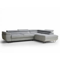 ECKSOFA MIT SCHLAFFUNKTION Concord Hellgrau Samtstoff - Hellgrau/Schwarz, Holz/Holzwerkstoff (277/203cm) - Maison de Reve
