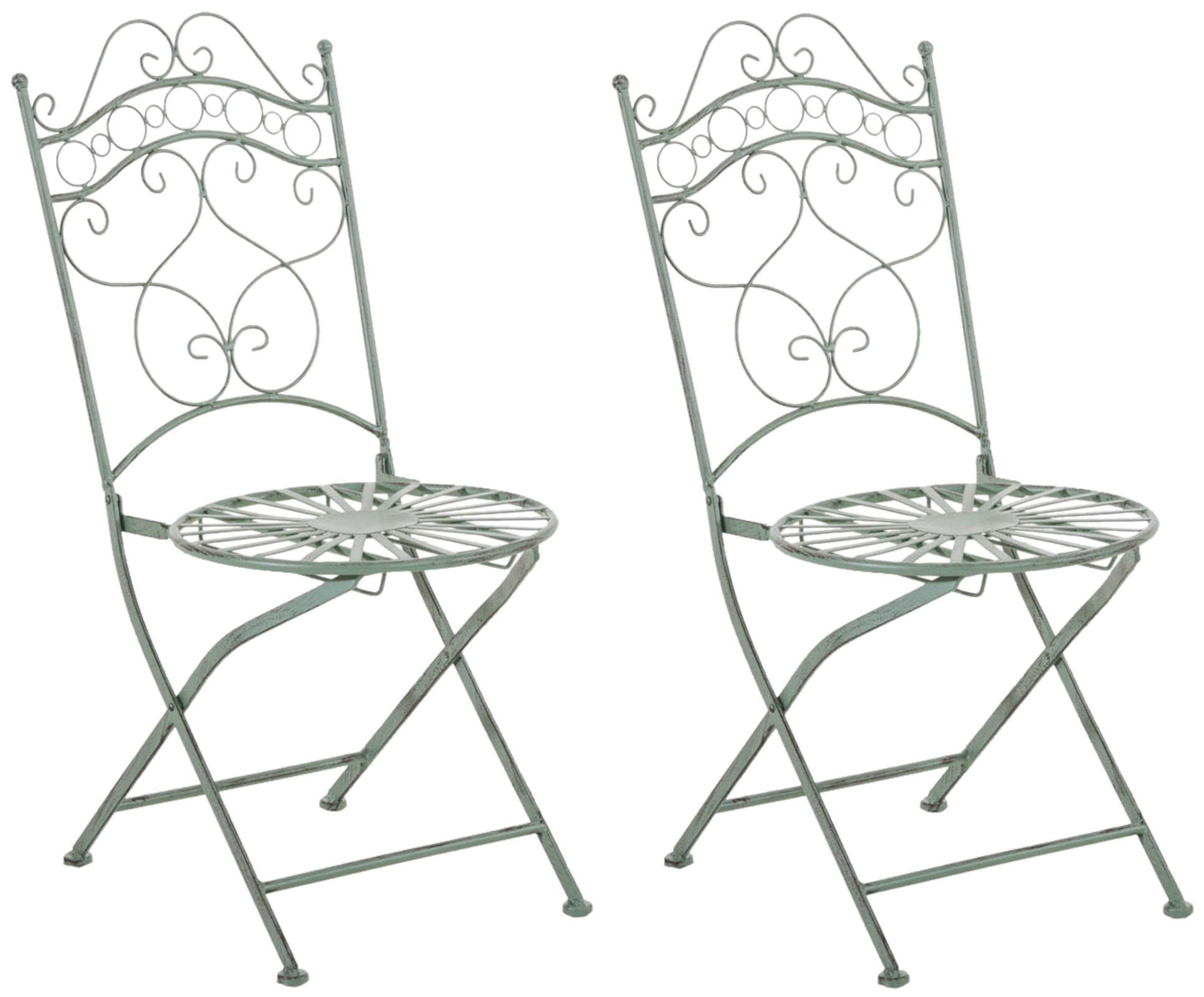 GARTENKLAPPSTUHL 2er Set Metall antik-grün - Grün, Metall (40/92/50cm) - CLP