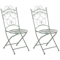 GARTENKLAPPSTUHL 2er Set Metall antik-grün - Grün, Metall (40/92/50cm) - CLP