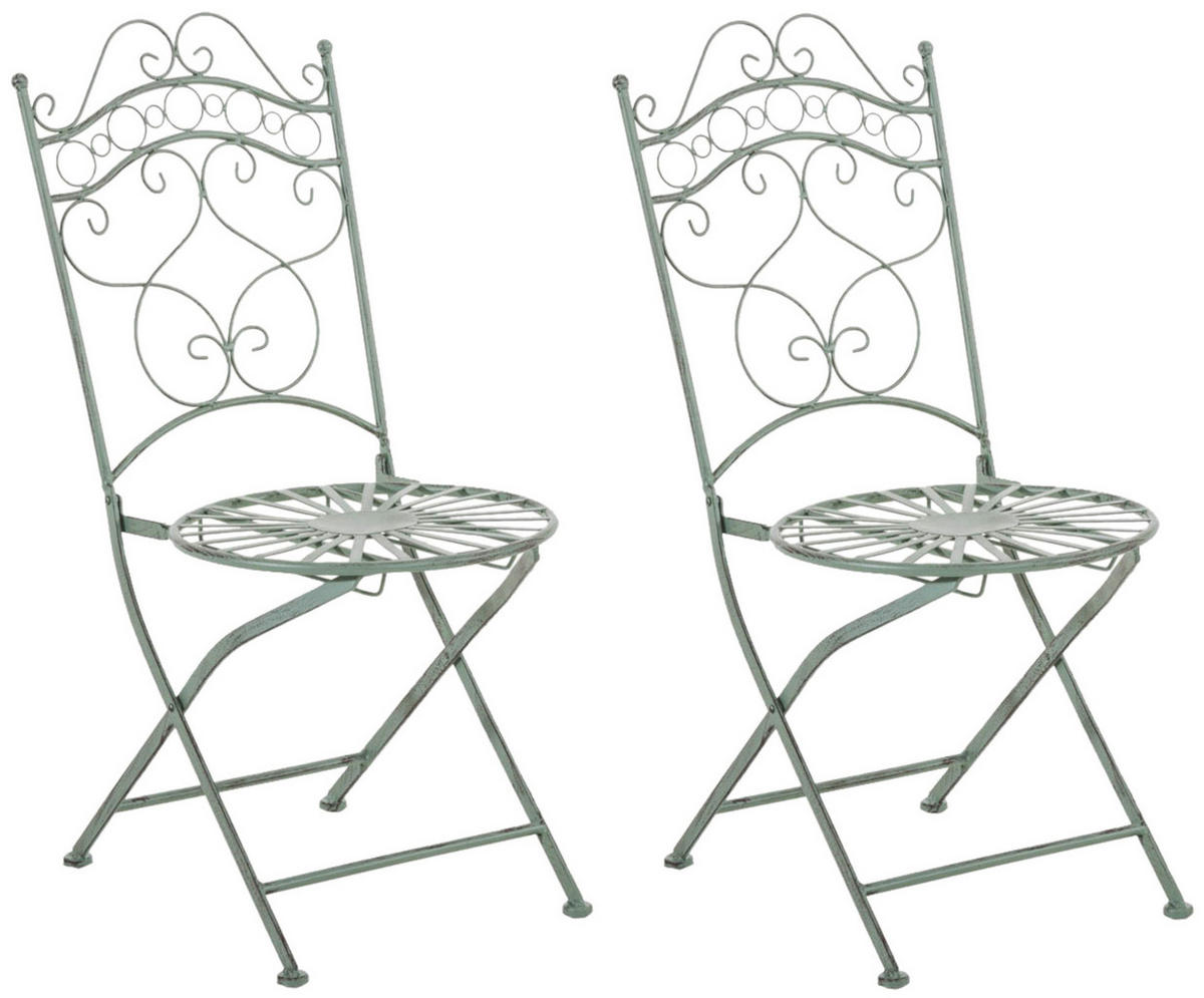 GARTENKLAPPSTUHL 2er Set Metall antik-grün - Grün, Metall (40/92/50cm) - CLP