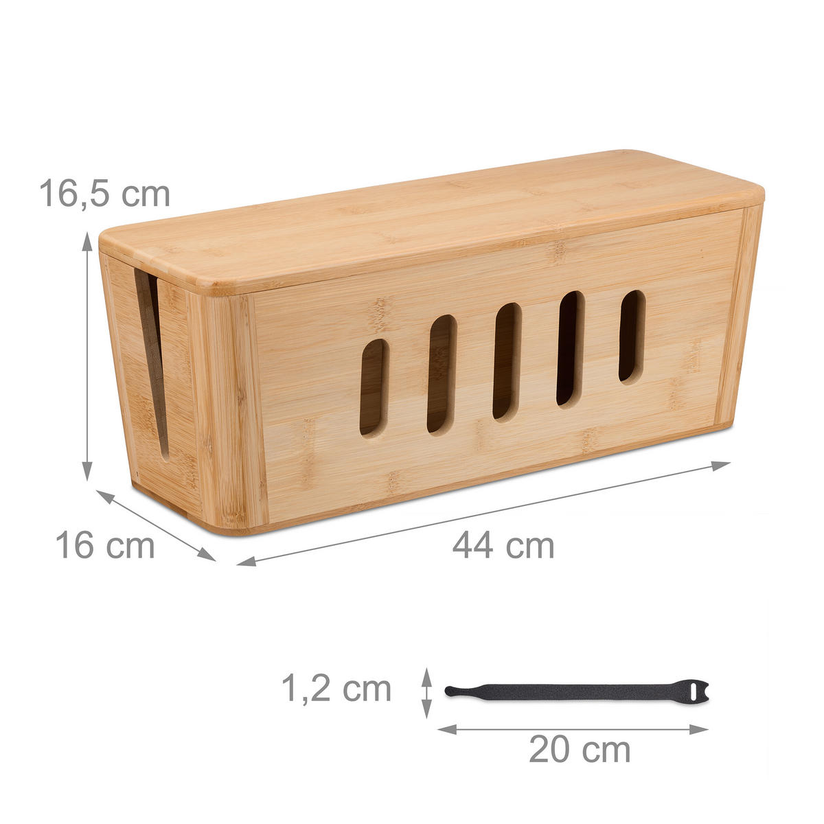 KABELBOX - Hellbraun, Holz/Textil (16/44/16.5cm) - Relaxdays