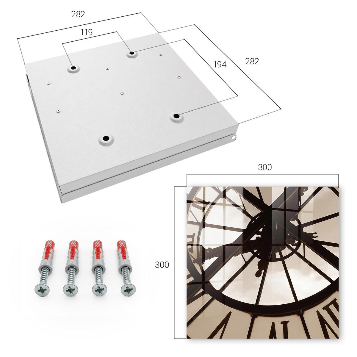 SCHLÜSSELBOX Weiß 30x30 cm – Türöffnung nach rechts - Industrielle Eleganz - Braun, Metall (30/30/5cm) - TULUP
