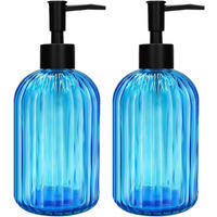 SEIFENSPENDER , 420-ml-Seifenspender aus Glas – 2 Stück - Blau, Glas (7.6/18.7/7.6cm) - BELZ