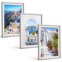 BILDER SET 3er Set - 40x60 cm Silberner Rahmen - Santorini-Architektur Oia - Silberfarben, Kunststoff (40/60cm) - TULUP