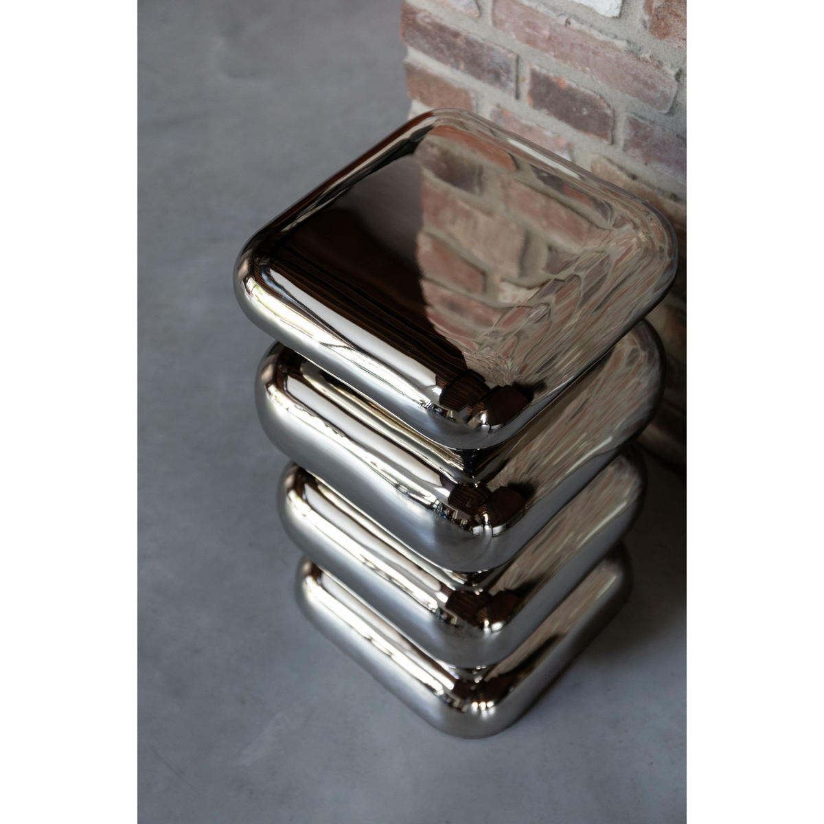 BEISTELLTISCH Stubby Chrom - Silberfarben, Metall (29/29/49cm) - Dutchbone