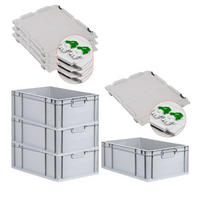 EUROBOX 4x Nextgen Economy Mit Scharnierdeckel Grau/GrünGriffe Geschlossen 44 Liter - Grün, Kunststoff (40/22/60cm) - PROREGAL