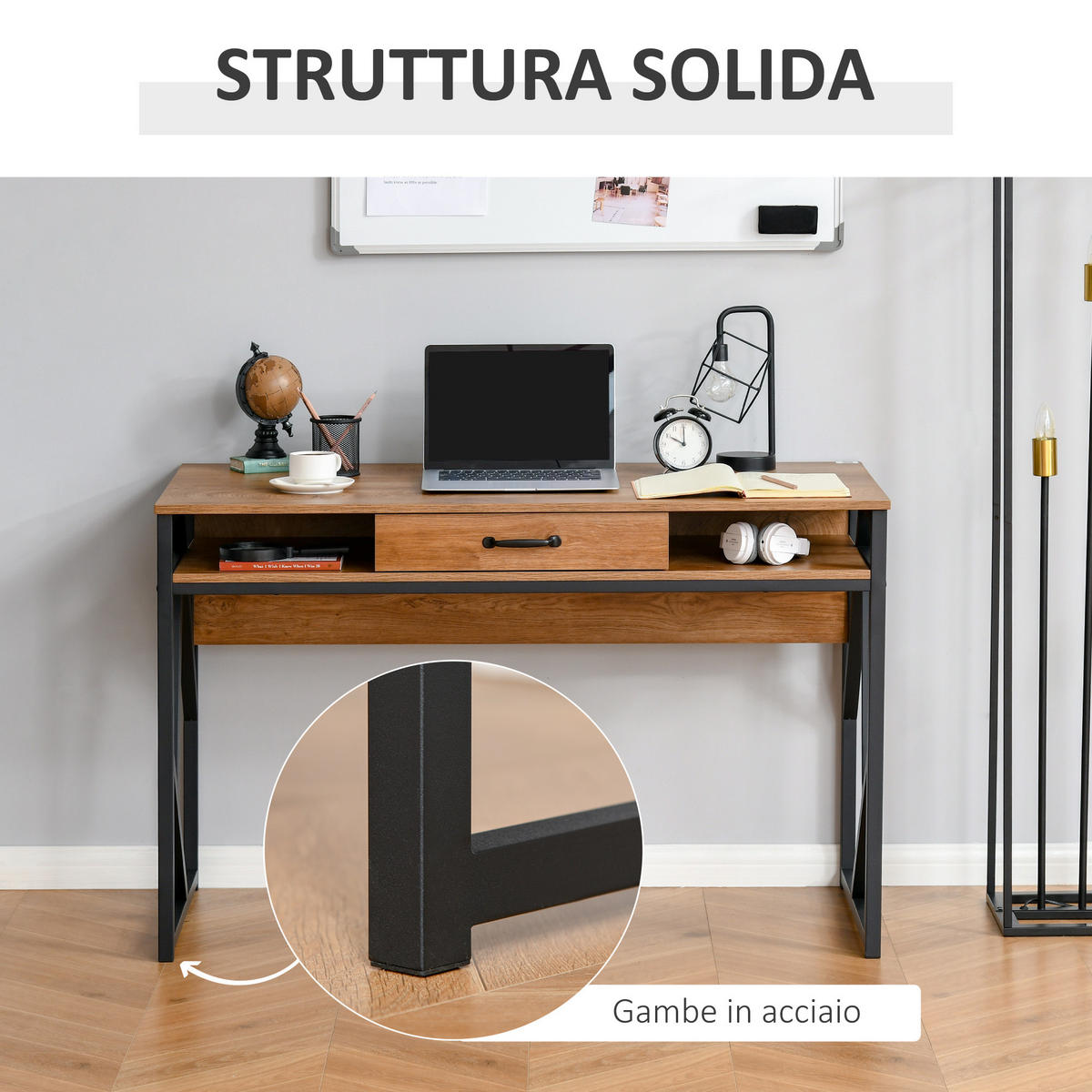 BÜROTISCH Schwarz, Braune Holzoptik 1 Stück - Multicolor, Holzwerkstoff (100/44/76cm) - GiPP